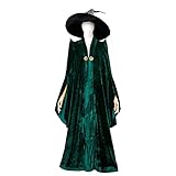 Hermanlory Erwachsene Professor Mcgonagall Cosplay Kostüm Grüner Anzug mit Hut für Frauen (XXL)