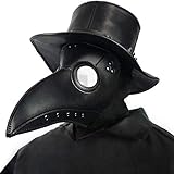 Creepy Party Pest Doktor Maske Schwarz Leder Lange Nase Vogelschnabel Steampunk Masken Kostüm Requisiten für Masquerade Ball Halloween Party Karneval Cosplay