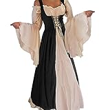 Aibaowedding Renaissance Kleid Damen Mittelalter Kleid Mittelalter Kostüme Damen (A-schwarz, Small/Medium)