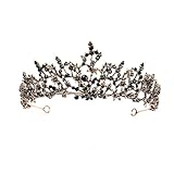 Schwarz krone brautkrone Diadem geburtstag tiara haarschmuck frau mädchen haarschmuck junggesellinnenabschied prinzessin kostüm hochzeit braut geschenk Weihnachten Halloween Abschlussball