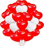 50x XXL Herzluftballons Helium geeignet Ø 40 cm Luftballons Herz Herzballon rot & weiß als Deko für Sie & Ihn Hochzeit & Valentinstag