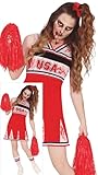 FIESTAS GUIRCA Go USA Zombie Cheerleader Halloween Kostüm Damen – Blutige rot weiße High School Cheerleader Uniform – Halloween Kostüm Dame 42 – 44 (L)