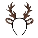 QIGHLIS Rentier Haarreifen, Rentier Haarreif Erwachsene Kinder, Geweih Haarreif, Rentier Stirnband, Reh Haarreif mit Ohren, Rentier Kopfschmuck für Karneval, Fasching, Fasnacht, Mottoparty (A)