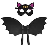 Sprinlot Fledermaus Kostüm Kinder, Fledermaus Flügel Kostüm Jungen Mädchen, Fledermausflügel Vampir, Kinderkostüm Halloween Karnevals Fasching Cosplay