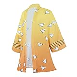 Drofe Anime Robes Tanjiro Cosplay Kostüm Zenitsu Kimono, gelb, X-Large