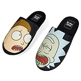 RICK AND MORTY Hausschuhe Herren Gr. 40-45 - Pantoletten Herren & Teenager Sherpa-gefüttert, Rutschfeste Herrenhausschuhe (Mehrfarbig, 42-43 EU)
