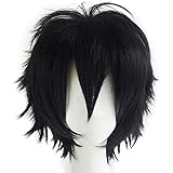Gairyan Perücke Schwarz Perücke Damen Unisex Anime Cosplay Wig Kurze Synthetische Perücke Frauen Herren Gerade Perücken Halloween Perücke Karneval Kostüm Themen Party Kostüm