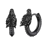U7 Ohrringe Creolen Gold Herren Drachen Ohrringe Gold Hoop Creolen Edelstahl Damen Gold Drachen Ohrstecker Herren Drachen Ohrstecker Gold Dragon Ohrringe Tier Ohrschmuck Modeschmuck für Jahrestag