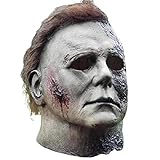 Kangmeile Michael Myer Maske, Halloween Volllatex Masken Haar Perücke Gruselige Movie Kostüm, Voller Kopf Michael Myer Horror Latex Maske Fasching Kostüm Requisiten Narbe Gesichtsbedeckung Halloween