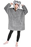 CityComfort Übergröße Kapuzenpullover Decke mit Ärmeln Blanket Hoodie Decke Oversized (Grauer Koala)