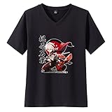 Anime Spiel Genshin Impact T-Shirt Kaedehara Kazuha T-Shirt mit V-Ausschnitt Kurzarm Fashion Tops Klee Albedo Sweatshirt für Männer Frauen