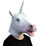CreepyParty Halloween Kostüm Party Tierkopf Latex Maske Einhorn Karneval Masken