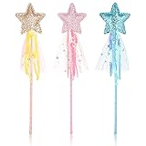 Chutoral 3 Stück Stern Zauberstab Prinzessin Zauberstäbe Fee Glitzer Stern Zauberstab Feenstab für Mädchen Weihnachten Halloween Geburtstagsfeier Dekoration (Gold&Rosa&Blau)