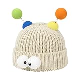 Meliyya Unisex Beanie Mütze Cartoon Lustige Wollmütze Monster Stricktmütze Wintermütze Weich Elastisch Einheitsgröße, Beige