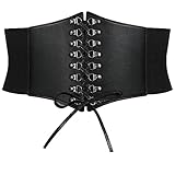 WHIPPY Damen Korsett Gürtel Breiter Schnürgürtel elastischen Taille Gürtel Schnürkorsett gebundener für Kleid Shirt Cosplay Kostüm，schwarz 73cm