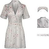 Windskids Nurse Kostüm Damen Game Silent Cosplay Hill Alchemilla Hospital Nurse Blutfleckenkleid mit Hut Gürtel Anzug für Halloween Karneval Geburtstag Party Maskerade Performance Verkleidung