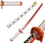 ZNLVZSH Demon Klinge Holz Samurai Schwert, Anime Cosplay Ninja Sword Requisiten, für Fans Weihnachten oder Geburtstag Anime Liebhaber Dekorative Spielzeug, 41 Zoll, Rengoku Kyoujurou