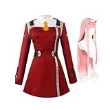 Aulande Darling in The FRANXX Zero Two Cosplay Kostüm 02 Zero Two Rotes Uniform Kleid Anzug für Halloween Party (full Set, M)