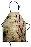 ABAKUHAUS Horror Haus Kochschürze, Schmutzige Schmutz-Wand mit blutiger Handdruck Trübe Palmen-Spuren-Opfer-Gewalt-Druck, Höhenverstellbar Klare Farben ohne verblassen, Red Beige
