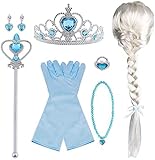 Vicloon ELSA Eisprinzessin Set of 9,ELSA Handschuhe,Upgrade Prinzessin Tiara Braid,Zauberstab Mädchen and Prinzessin Krone Ohrringe Ringe