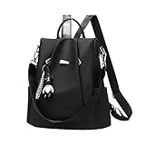 Eshow Rucksack Damen Elegant, Anti Diebstahl Rucksack, kleiner Rucksack für Mädchen Und Fraun, Cityrucksack Modern zur Schule Arbeit Reise, Schwarz, Große Kapazität