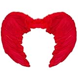 Balinco Engelsflügel | Engelflügel | Engel Flügel | Amor | Federflügel | Teufelsflügel als Accessoire für Damen Kostüm Halloween | Karneval | Mottoparty (Rot)