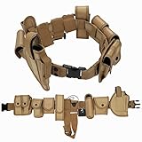 KEESIN 10 in 1 Utility Tactical Belt Multifunktionale Outdoor-Gürteltasche Patrouillenausrüstung für die Polizeiwache Sicherheitsjagd mit 9 Komponentenbeuteln(Khaki)