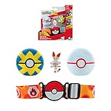Pokémon JW2716 Bandai Clip 'N' Go-1 Ceinture, et 1 Figurine 5 cm Flambino Accessoire Pour Se Déguiser en Dresseur Pokémon-Jw2716 Pokemon POK Gürtel Quick, Premier Ball und Scorbunny W9, S