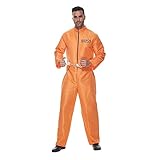 EraSpooky Herren Gefangener Kostüm Halloween Orange Jumpsuit Erwachsener Jailbird Entflohener Insassenanzug L