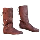 SIULAS Mittelalterliche PU-Leder-Ritterstiefel Herren-Ritterschuhe Renaissance Mittelalterliche Cosplay-Stiefel Retro-Wikinger