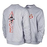 GMYG ONE Ruffy Piece Whitebeard Portgas·D·Ace Logo Japanische Anime Grafik Premium Baumwolle Herren/Damen Sweatshirts/Pullover (Grau,XL)