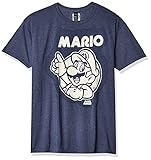 Nintendo Herren So Mario T-Shirt, Marineblau, meliert, XL