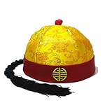 Zhou-long Chinesischer Kaiserhut, Rollenspiel, dekorativer Rollenspiel-Hut, Umfang 59 cm, Gelb, gelb, 7.5 * 5.3英寸（长*高）