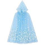 XEPST Kinder Umhang Prinzessin, Prinzessin Umhang mit Kapuze Tüll Umhang Glänzender Schneeflocke Umhang Halloween Karneval Kostüm Umhang Prinzessin Cosplay Party Kostüm für Mädchen