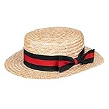 Boland 90993 - Hut Maurice, Strohhut mit Banderole, Kopfbedeckung, Franzose, Maler, Strand, Urlaub, Kostüm, Karneval, Mottoparty