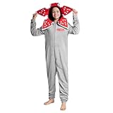 Stranger Things Onesie Kinder von 9-15 Jahren - Einteiler Mädchen Mit Sherpa-gefütterter Kapuze, Onesie für Teenagers (Grau, 9-10 Jahre)
