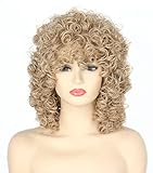 Topcosplay Perücke Club Damen Perücke Afro Lang Gelockt Perücke Halloween Karneval Mottoparty Perücke (Blonde)