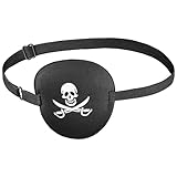 Balinco Augenklappe Pirat Erwachsene, Augenmaske Kostüm, Piratenkostüm Zubehör, Piratenkapitän Augenbedeckung, Seeräuber Maske, Piraten Augenmaske, Schwarz