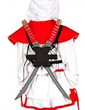 FIESTAS GUIRCA | 2 Samurai Spielzeugschwerter - Kostümzubehör für Ninjas - Ideal für Partys, Halloween und Karneval - Attrappen für den Rücken - Grau und Rot