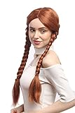 WIG ME UP - 90839-ZA130B Perücke Damen Karneval Fasching Braun Hellbraun Rotbraun lange geflochtene Zöpfe