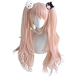 Zhenzhiao Danganronpa Junko Enoshima Perücke für Danganronpa Kostüm Party Halloween Anime Cosplay Pink Lang Gelockt Kostüm - H01
