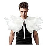 keland Gothic Feder Umhang Schal Capelet Poncho Kragen Schultertuch Epauletten Halloween Cosplay Kostüm（Weiß）