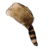 Altsuceser Waschbärschwanz aus Kunstfell, rund, flache Oberseite, Boone-Hut, Waschbärschwanz, Mützen für den Winter, Einheitsgröße, M