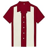 Candow Look Mens Bowling Shirts Plus Size Patchwork Casual Shirt