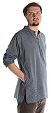 HEMAD Fischerhemd Kurta-Hemd Baumwolle Modell: Anfortas, blau-weiß gestreift L