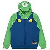 Nintendo Herren Super Mario Luigi Cosplay Kostüm Zip Up Hoodie, Meliert, Medium