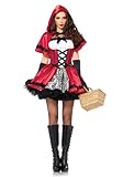 LEG AVENUE 85230 - 2Tl. Kostüm Set Gothic Riding Hood, Kostüm Damen Karneval, Rot-Weiß, XL