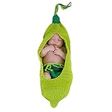 URFEDA Baby Fotokleidung Erbse Set Neugeboren Fotografie Requisiten Stricken Kostüm Niedlich Handarbeit Häkelarbeit Baby Foto Prop Zubehör für 0-3 Monate Baby Verkleidung Party Fotografie Accessoires