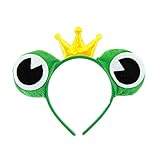 Oblique Unique Haarreifen Froschkönig Haarreif mit Froschaugen und Krone Kostüm Accessoire für Fasching Karneval Motto Party in Grün Gold