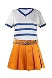 Verycos Erwachsener Nami Cosplay Kleid Top Orange Rock Luffy Kostüm Strohhut Weste Hose Roronoa Gürtel Shirt Anime Piraten Outfit